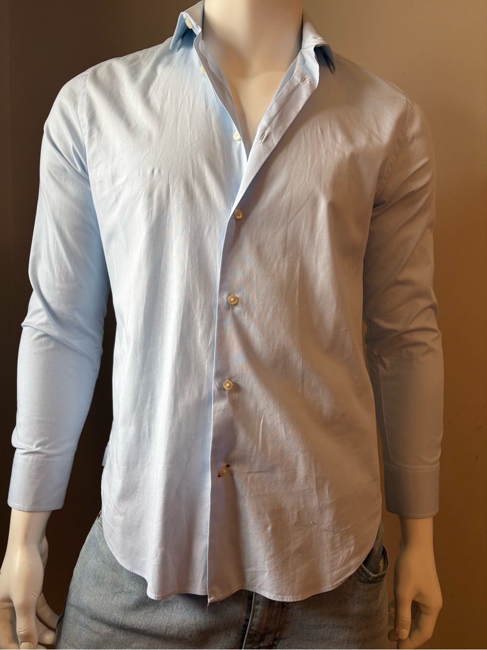 1670 Slim Fit Stretch Dress Shirt Light Blue, men’s size 15.5 32/33, or M.